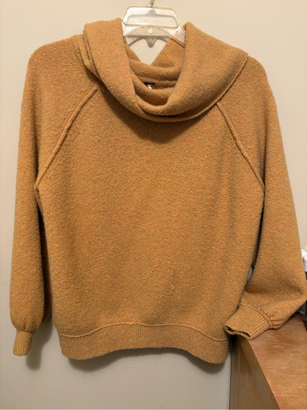 Free People Mustard Camel Cowl Neck Sweater